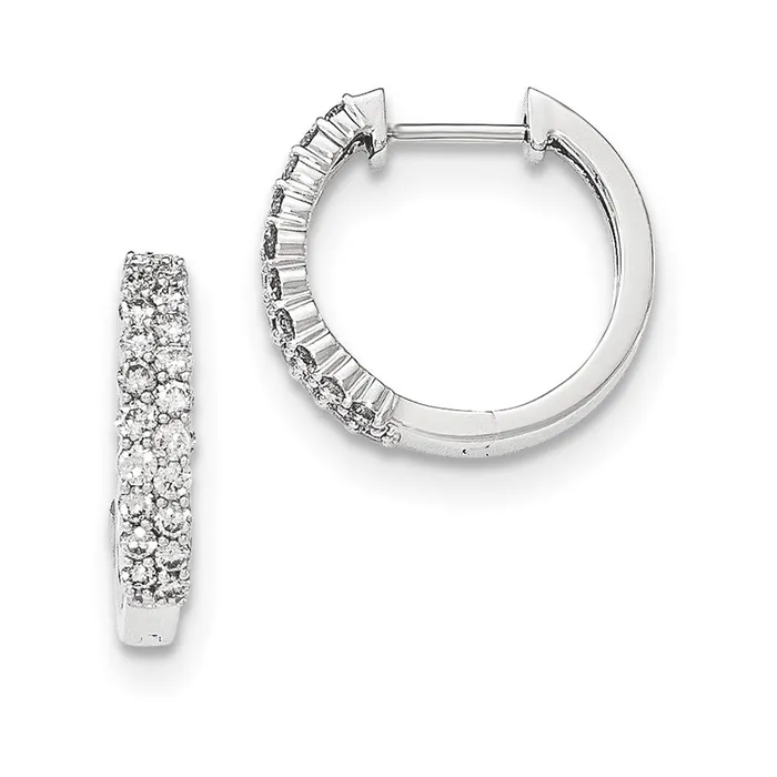 Earrings Goldia 14K White Gold Polished Real Diamond Hinged Hoop Earrings Earrings Goldia 14K White Gold Polished Real Diamond Hinged Hoop Earrings