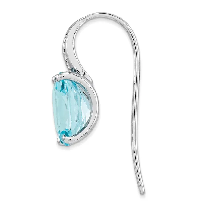 Earrings Goldia 14k White Gold Real Diamond and Blue Topaz Oval Dangle Earrings