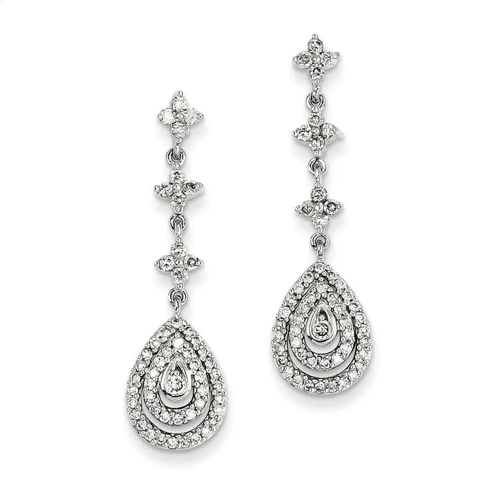 Earrings Goldia 14k White Gold Real Diamond Dangle Post Earrings
