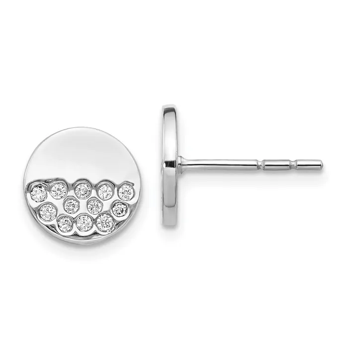 Earrings Goldia 14k White Gold Real Diamond Fancy Circle Earrings