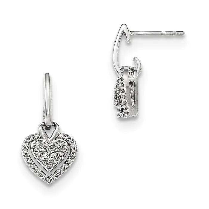 Earrings Goldia 14k White Gold Real Diamond Heart Post Dangle Earring