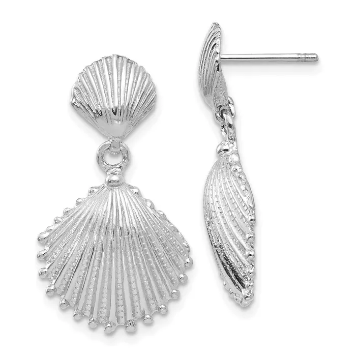 Earrings Goldia 14k White Gold Scallop Shell Dangle Post Earrings