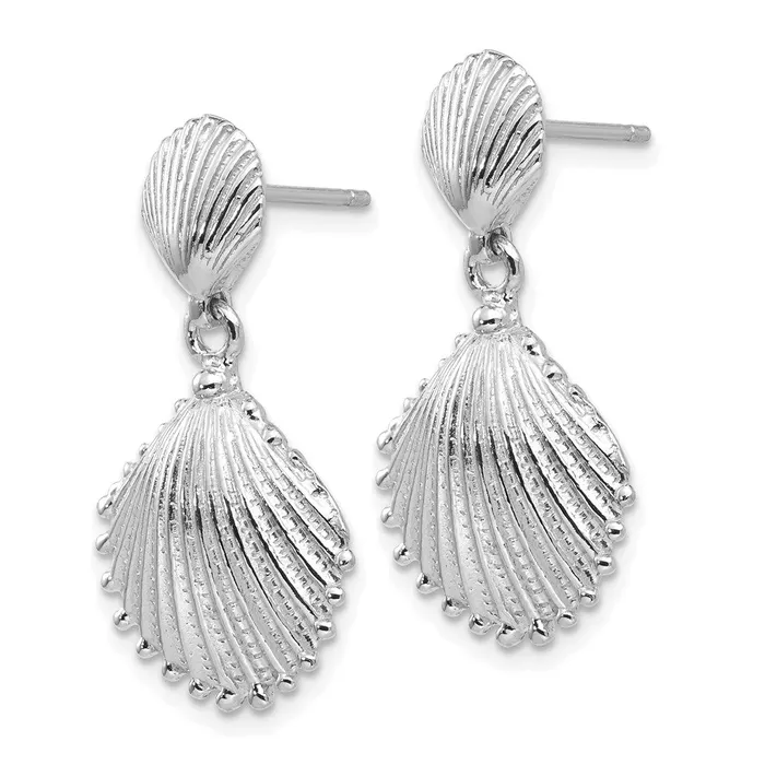 Earrings Goldia 14k White Gold Scallop Shell Dangle Post Earrings