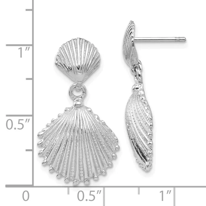 Earrings Goldia 14k White Gold Scallop Shell Dangle Post Earrings