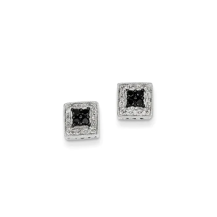 Earrings Goldia 14k White Gold White u0026 Black Real Diamond Square Post Earrings Earrings Goldia 14k White Gold White u0026 Black Real Diamond Square Post Earrings