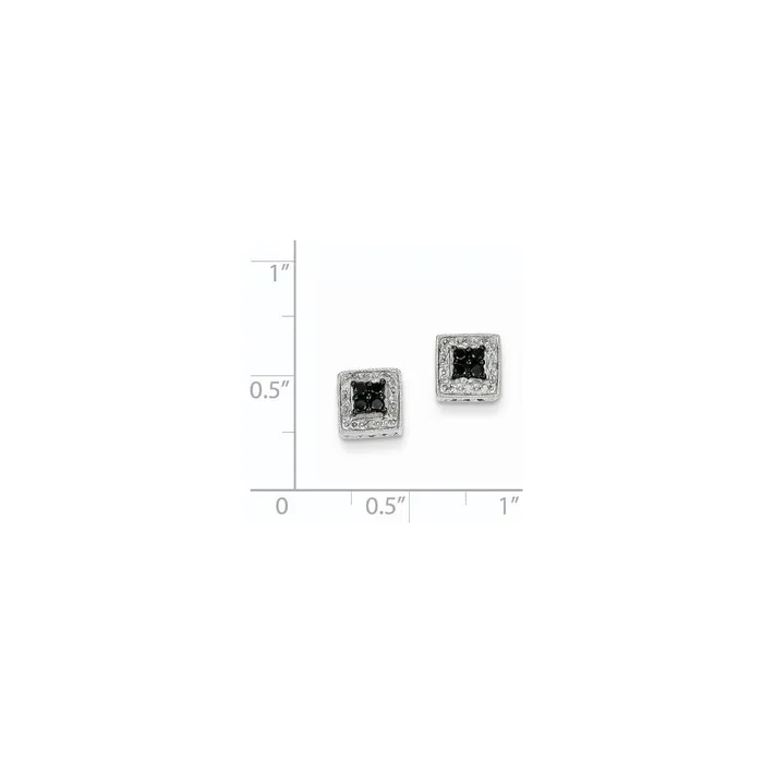Earrings Goldia 14k White Gold White u0026 Black Real Diamond Square Post Earrings