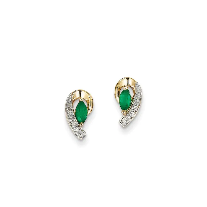 Earrings Goldia 14k Yellow Gold 120Ct Real Diamond u0026 Emerald Earrings