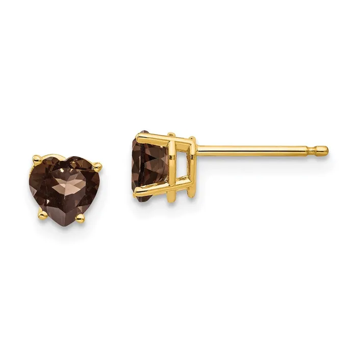 Earrings Goldia 14k Yellow Gold 5mm Heart Smok Yellow Gold Quartz Earrings