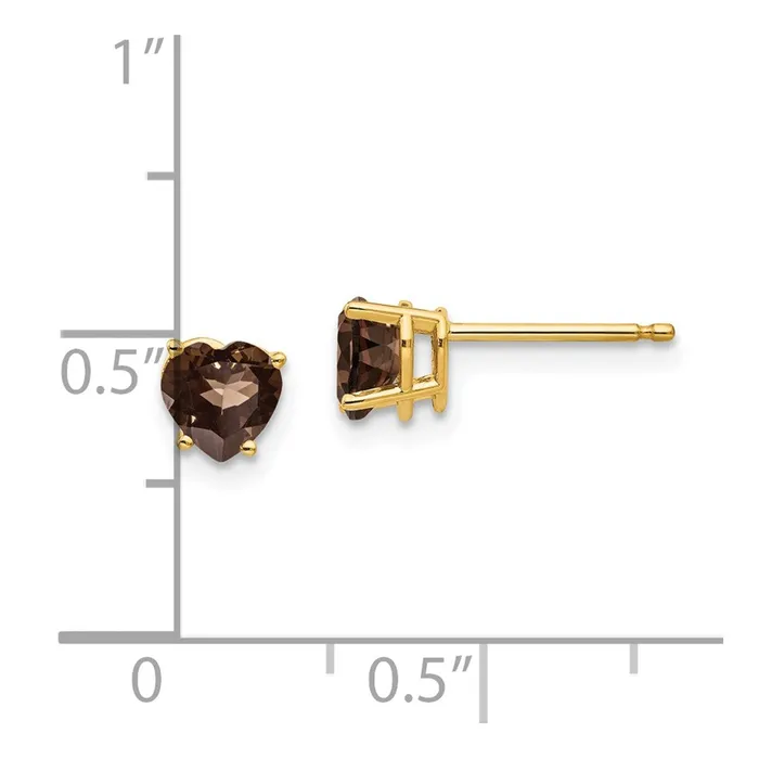 Earrings Goldia 14k Yellow Gold 5mm Heart Smok Yellow Gold Quartz Earrings