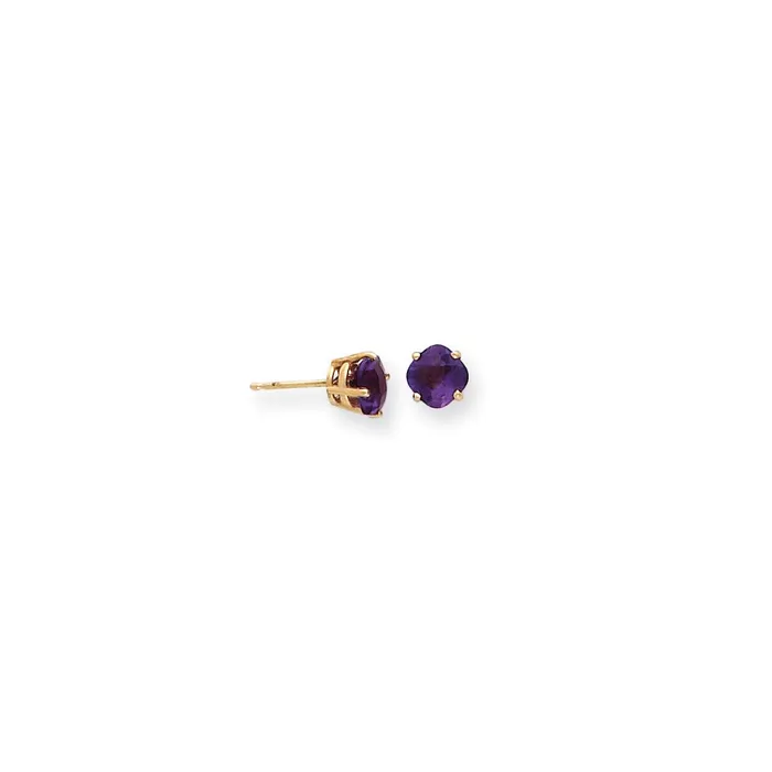 Earrings Goldia 14k Yellow Gold 6x6mm Cushion Amethyst Checker Earrings