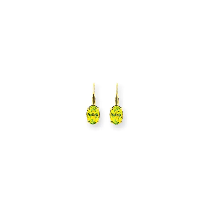 Earrings Goldia 14k Yellow Gold 7x5mm Oval Peridot Checker leverback Earrings Earrings Goldia 14k Yellow Gold 7x5mm Oval Peridot Checker leverback Earrings