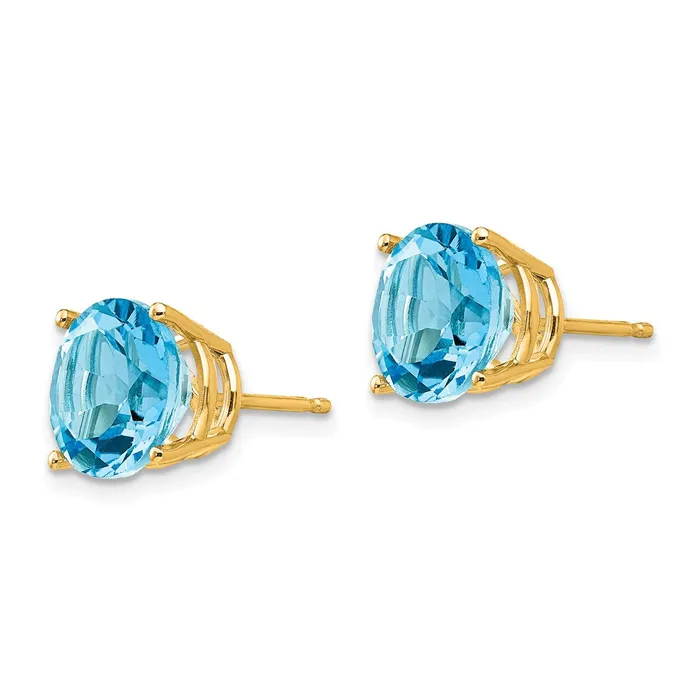 Earrings Goldia 14k Yellow Gold Blue Topaz Round Stud Earrings
