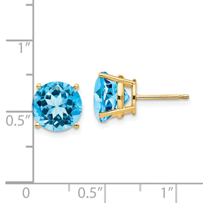 Earrings Goldia 14k Yellow Gold Blue Topaz Round Stud Earrings