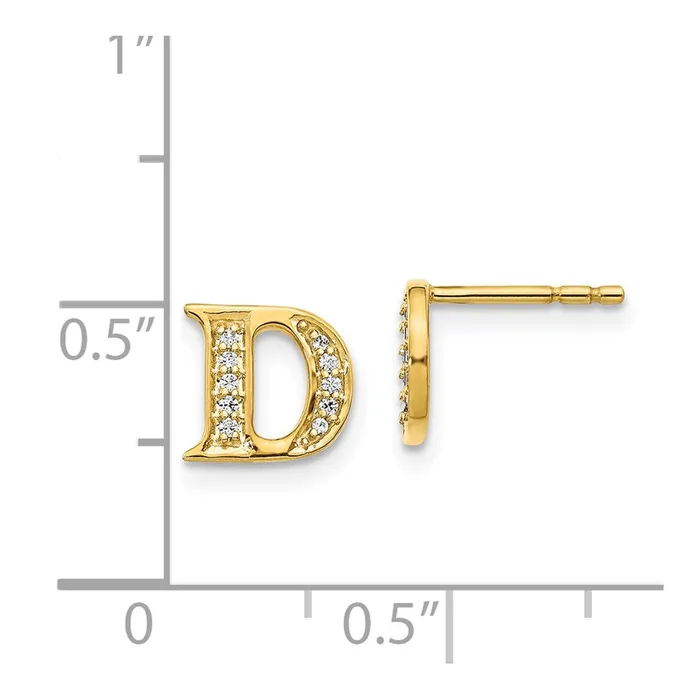 Earrings Goldia 14k Yellow Gold Real Diamond Initial D Earrings