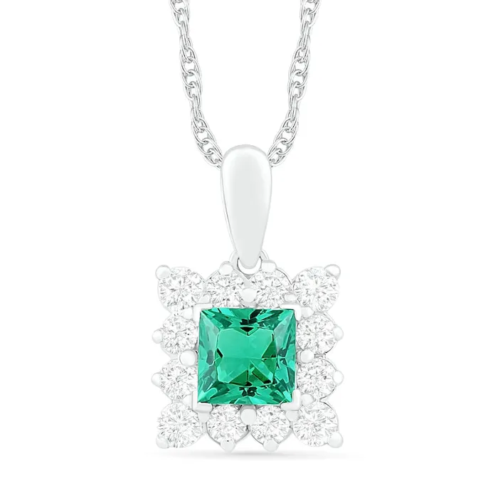 Earrings Goldia 50mm PrincessCut LabCreated Emerald and White Sapphire Shadow Frame Drop Pendant in Sterling Silver Earrings Goldia 50mm PrincessCut LabCreated Emerald and White Sapphire Shadow Frame Drop Pendant in Sterling Silver