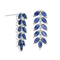 Earrings Goldia Marquise LabCreated Blue Sapphire Leaf Drop Earrings in Sterling Silver Earrings Goldia Marquise LabCreated Blue Sapphire Leaf Drop Earrings in Sterling Silver