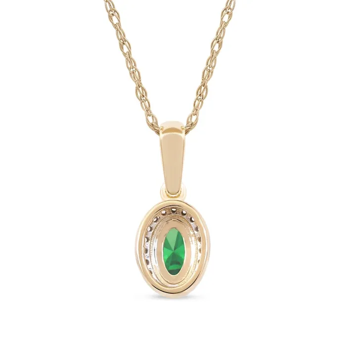 Earrings Goldia Oval Emerald and 005 CT TW Natural Diamond Framed Antique VintageStyle Drop Pendant in 10K Yellow Gold Earrings Goldia Oval Emerald and 005 CT TW Natural Diamond Framed Antique VintageStyle Drop Pendant in 10K Yellow Gold