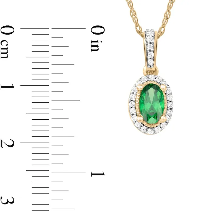 Earrings Goldia Oval Emerald and 005 CT TW Natural Diamond Framed Antique VintageStyle Drop Pendant in 10K Yellow Gold Earrings Goldia Oval Emerald and 005 CT TW Natural Diamond Framed Antique VintageStyle Drop Pendant in 10K Yellow Gold