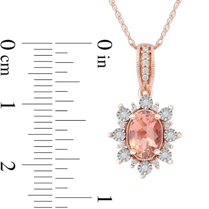 Earrings Goldia Oval Morganite and 007 CT TW Natural Diamond Sunburst Frame Antique VintageStyle Drop Pendant in 10K Rose Gold Earrings Goldia Oval Morganite and 007 CT TW Natural Diamond Sunburst Frame Antique VintageStyle Drop Pendant in 10K Rose Gold