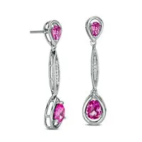 Earrings Goldia PearShaped LabCreated Pink Sapphire and Diamond Accent Drop Earrings in Sterling Silver Earrings Goldia PearShaped LabCreated Pink Sapphire and Diamond Accent Drop Earrings in Sterling Silver
