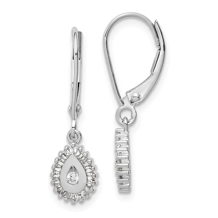 Earrings Goldia Solid 14k White Gold Baguette Simulated CZ Teardrop Halo LeverbacK Earrings Earrings Goldia Solid 14k White Gold Baguette Simulated CZ Teardrop Halo LeverbacK Earrings