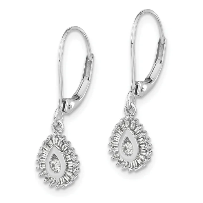 Earrings Goldia Solid 14k White Gold Baguette Simulated CZ Teardrop Halo LeverbacK Earrings Earrings Goldia Solid 14k White Gold Baguette Simulated CZ Teardrop Halo LeverbacK Earrings