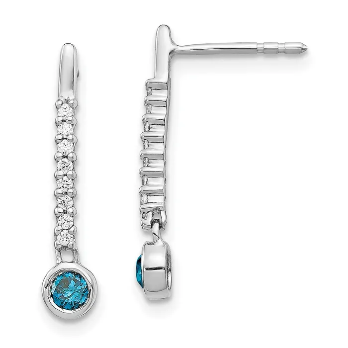 Earrings Goldia Solid 14k White Gold BlueWhite Simulated CZ Earrings