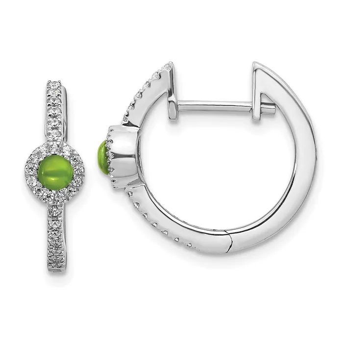 Earrings Goldia Solid 14k White Gold Simulated CZ and Cabochon Peridot Earrings Earrings Goldia Solid 14k White Gold Simulated CZ and Cabochon Peridot Earrings