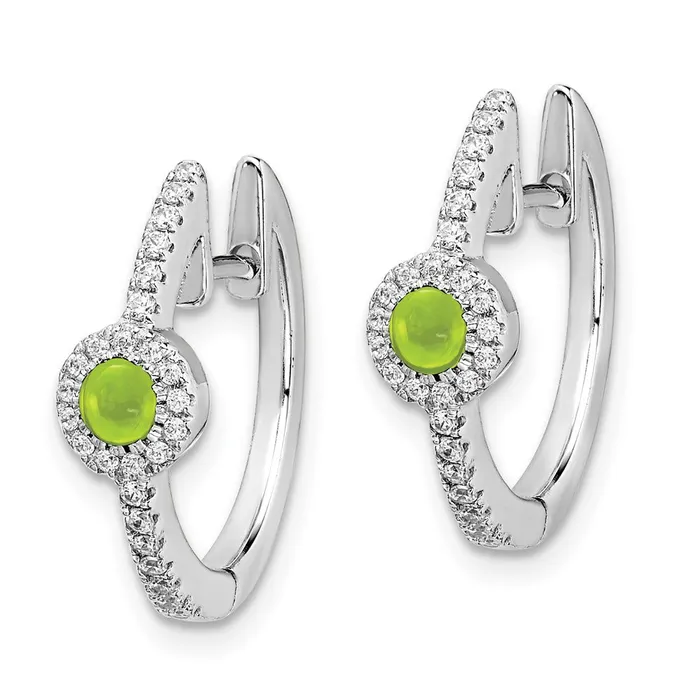 Earrings Goldia Solid 14k White Gold Simulated CZ and Cabochon Peridot Earrings