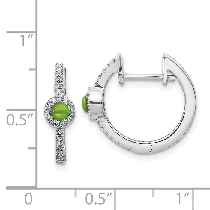 Earrings Goldia Solid 14k White Gold Simulated CZ and Cabochon Peridot Earrings