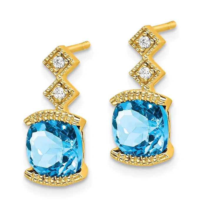 Earrings Goldia Solid 14k Yellow Gold Simulated Blue Topaz and CZ Earrings Earrings Goldia Solid 14k Yellow Gold Simulated Blue Topaz and CZ Earrings