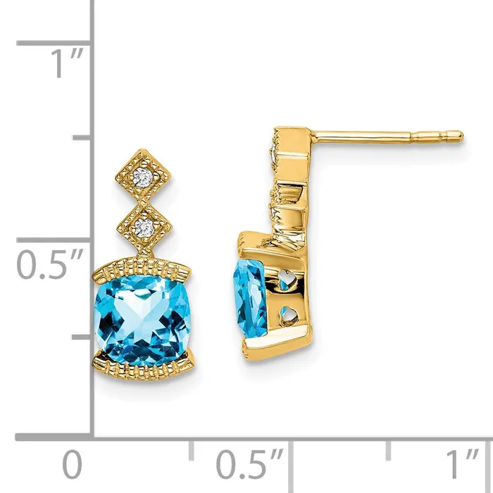 Earrings Goldia Solid 14k Yellow Gold Simulated Blue Topaz and CZ Earrings Earrings Goldia Solid 14k Yellow Gold Simulated Blue Topaz and CZ Earrings