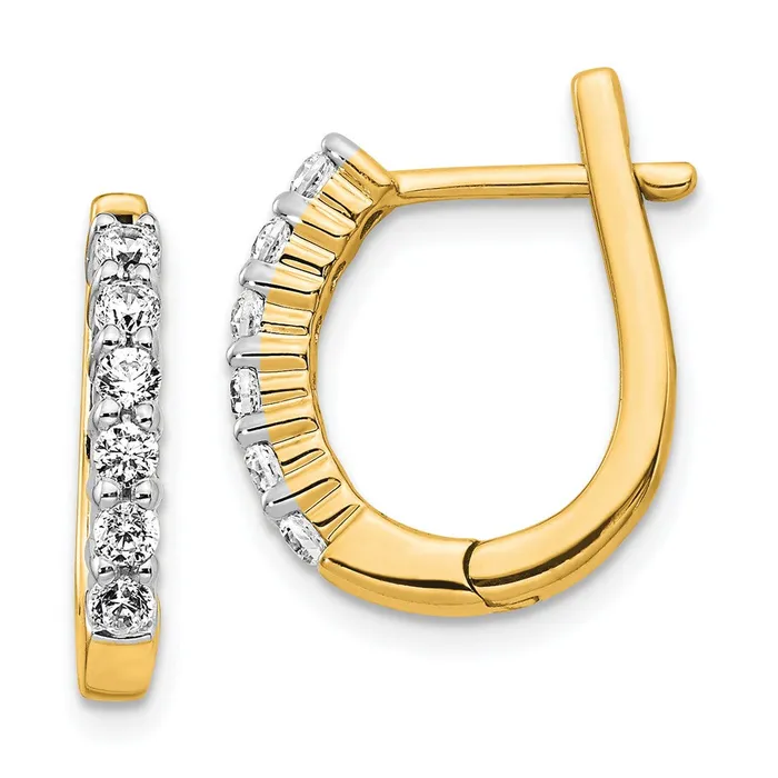 Earrings Goldia Solid 14k Yellow Gold Simulated CZ Hinged Hoop Earrings Earrings Goldia Solid 14k Yellow Gold Simulated CZ Hinged Hoop Earrings