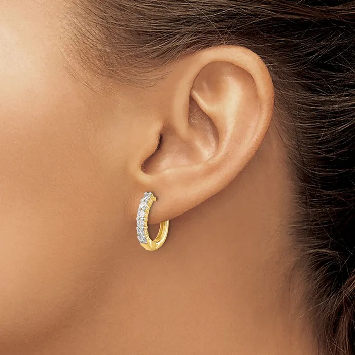 Earrings Goldia Solid 14k Yellow Gold Simulated CZ Hinged Hoop Earrings Earrings Goldia Solid 14k Yellow Gold Simulated CZ Hinged Hoop Earrings