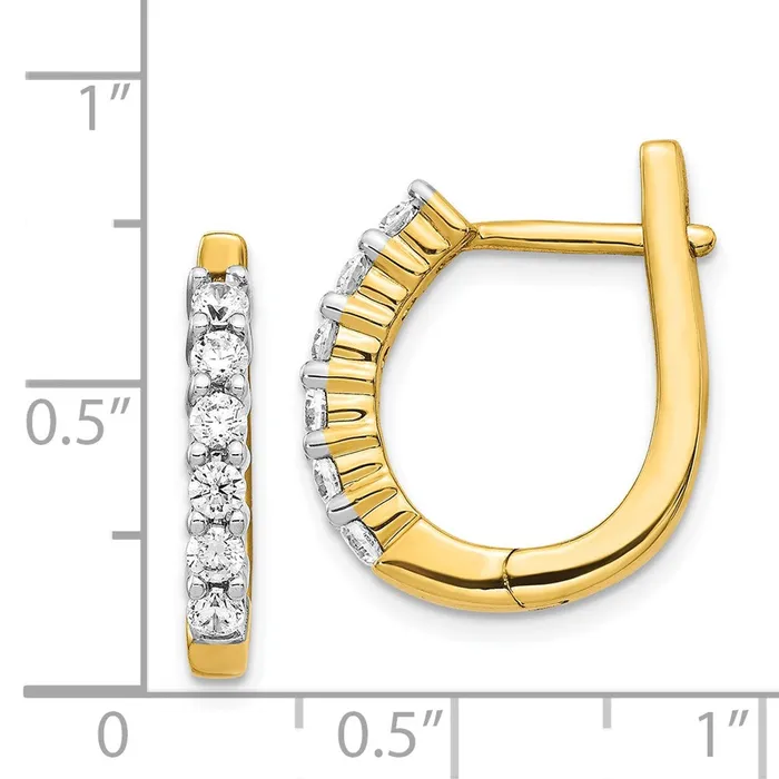 Earrings Goldia Solid 14k Yellow Gold Simulated CZ Hinged Hoop Earrings Earrings Goldia Solid 14k Yellow Gold Simulated CZ Hinged Hoop Earrings