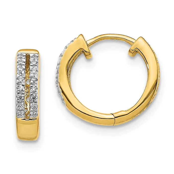 Earrings Goldia Solid 14k Yellow Gold Simulated CZ Hinged Round Hoop Earrings Earrings Goldia Solid 14k Yellow Gold Simulated CZ Hinged Round Hoop Earrings