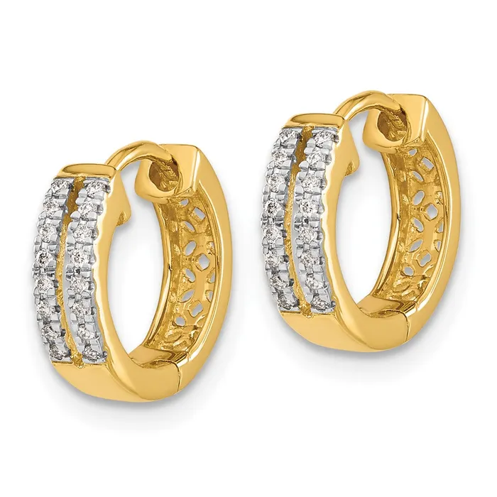 Earrings Goldia Solid 14k Yellow Gold Simulated CZ Hinged Round Hoop Earrings