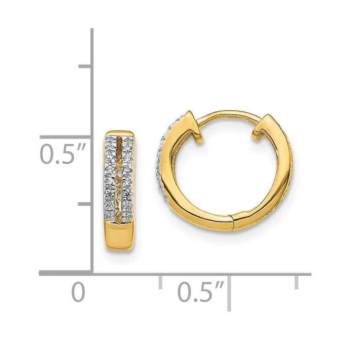 Earrings Goldia Solid 14k Yellow Gold Simulated CZ Hinged Round Hoop Earrings