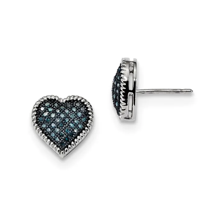 Earrings Goldia Sterling Silver Blue Diamond Heart Post Earrings