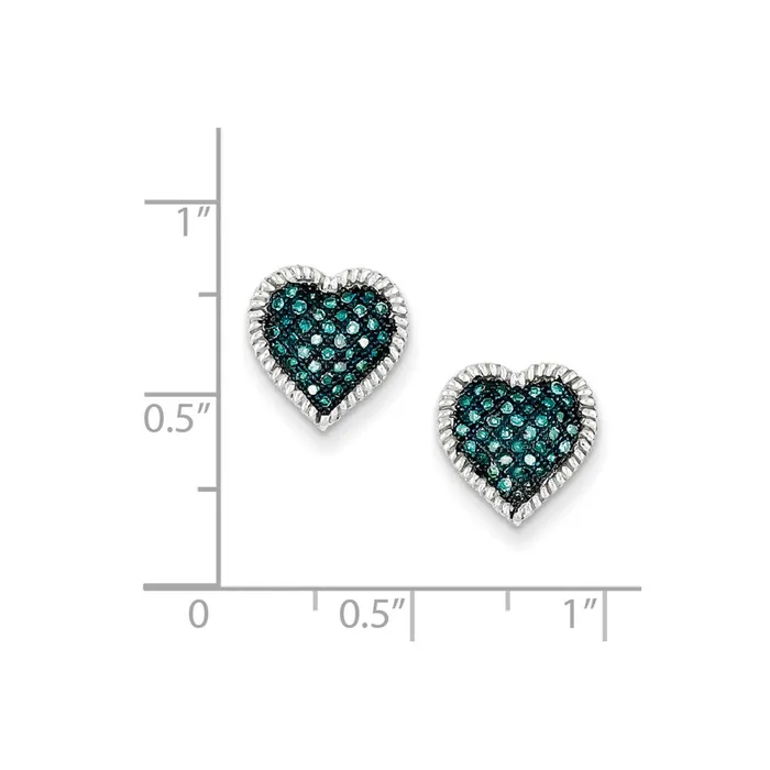 Earrings Goldia Sterling Silver Blue Diamond Heart Post Earrings