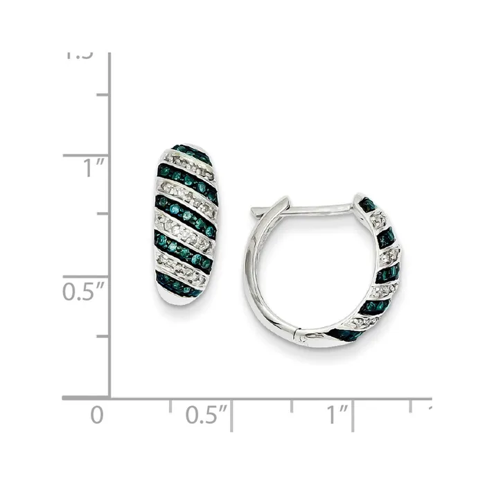Earrings Goldia Sterling Silver Blue Diamond Leverback Hoop Earrings