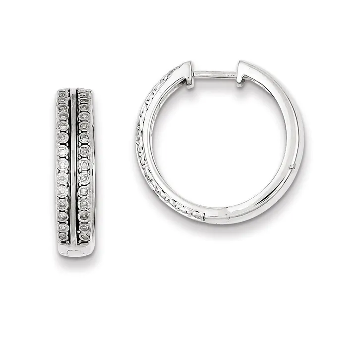 Earrings Goldia Sterling Silver Diamond Hinged Hooped Earrings
