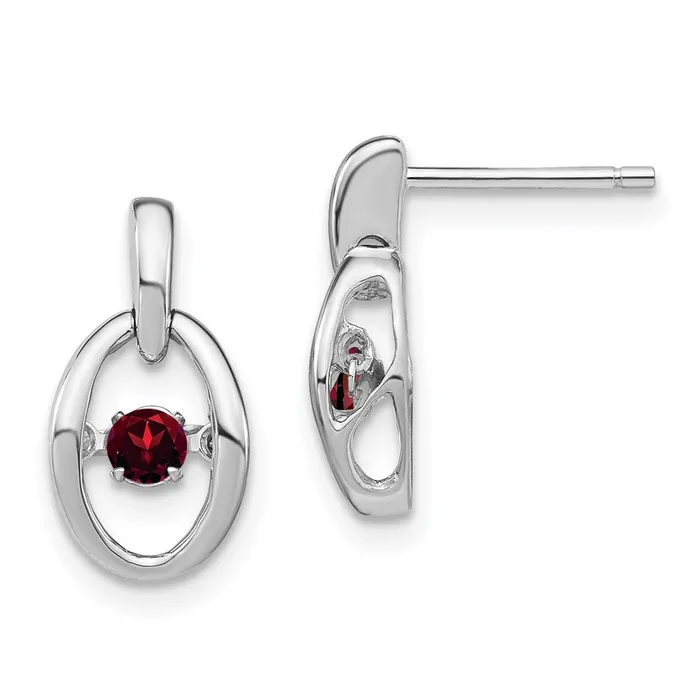 Earrings Goldia Sterling Silver Rhodium Garnet Birthstone Vibrant Earrings