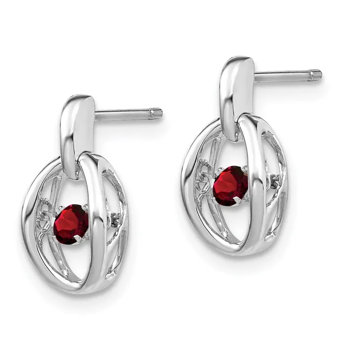 Earrings Goldia Sterling Silver Rhodium Garnet Birthstone Vibrant Earrings