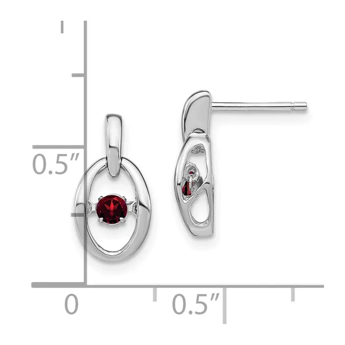 Earrings Goldia Sterling Silver Rhodium Garnet Birthstone Vibrant Earrings