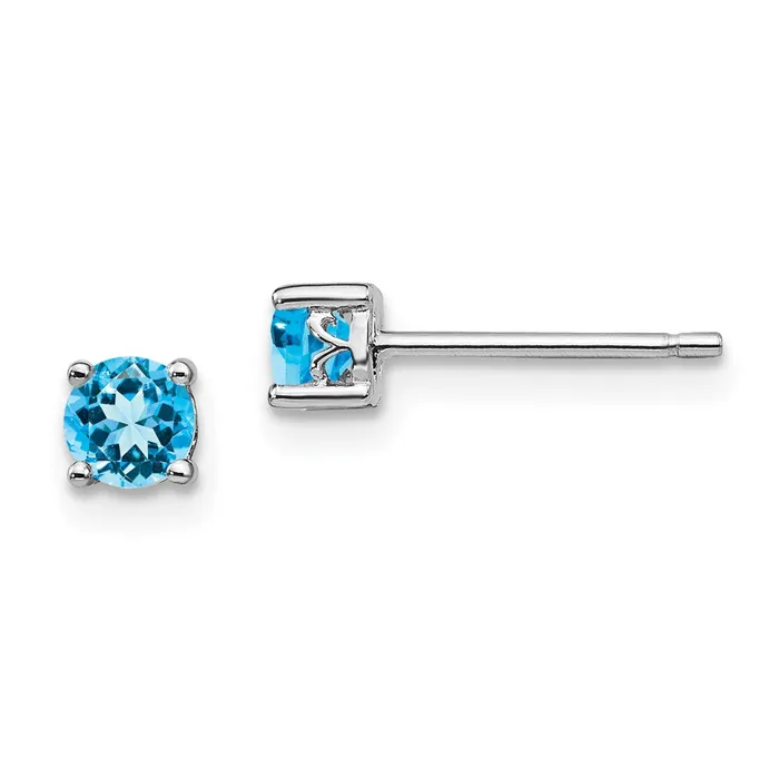 Earrings Goldia Sterling Silver Rhodiumplated 4mm Round Swiss Blue Topaz Post Earrings Earrings Goldia Sterling Silver Rhodiumplated 4mm Round Swiss Blue Topaz Post Earrings