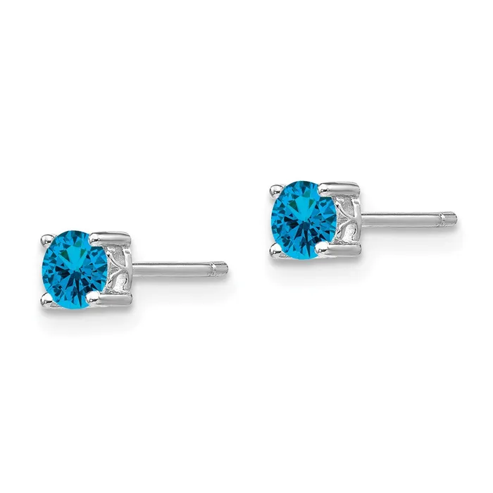 Earrings Goldia Sterling Silver Rhodiumplated 4mm Round Swiss Blue Topaz Post Earrings