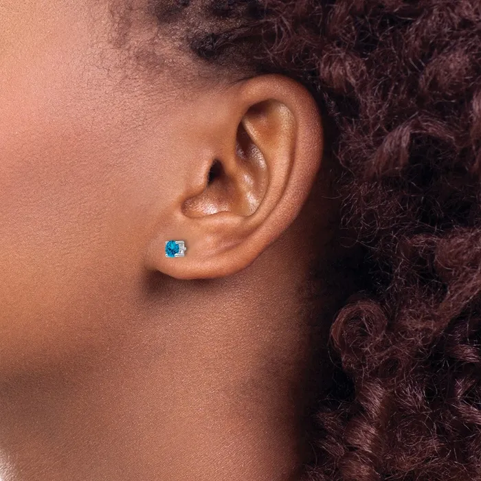 Earrings Goldia Sterling Silver Rhodiumplated 4mm Round Swiss Blue Topaz Post Earrings