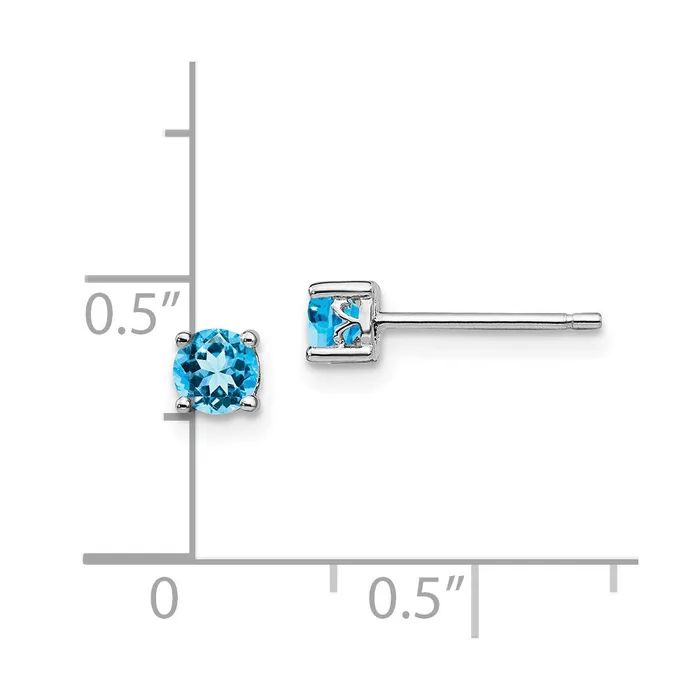Earrings Goldia Sterling Silver Rhodiumplated 4mm Round Swiss Blue Topaz Post Earrings