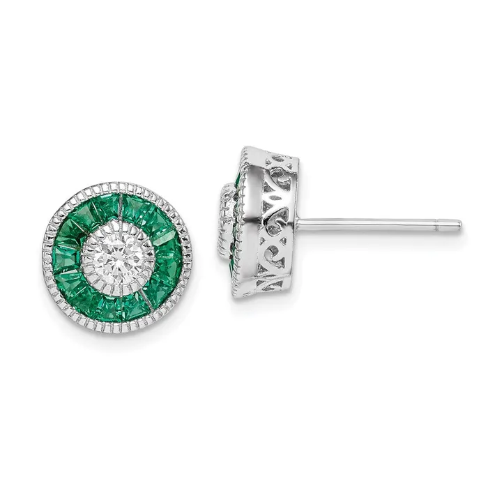 Earrings Goldia Sterling Silver Rhodiumplated CZ and Lab CrGreen Spinel Earrings Earrings Goldia Sterling Silver Rhodiumplated CZ and Lab CrGreen Spinel Earrings